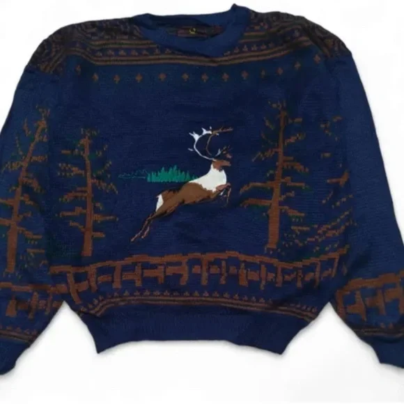 vintage Robert Bruce deer embroidered crewneck sweater from 1990s Size L